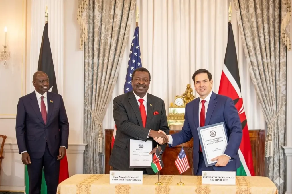 Kenya's Prime Cabinet Secretary Musalia Mudavadi and U.S. Secretary of State Marco Rubio at the signing of the deal in Washington, D.C. last Thursday. Photo credit State House Kenya