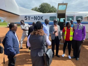 Citylink Africa Airways receiving thanks and appreciation from its passengers for a safe and smooth landing in Yei
