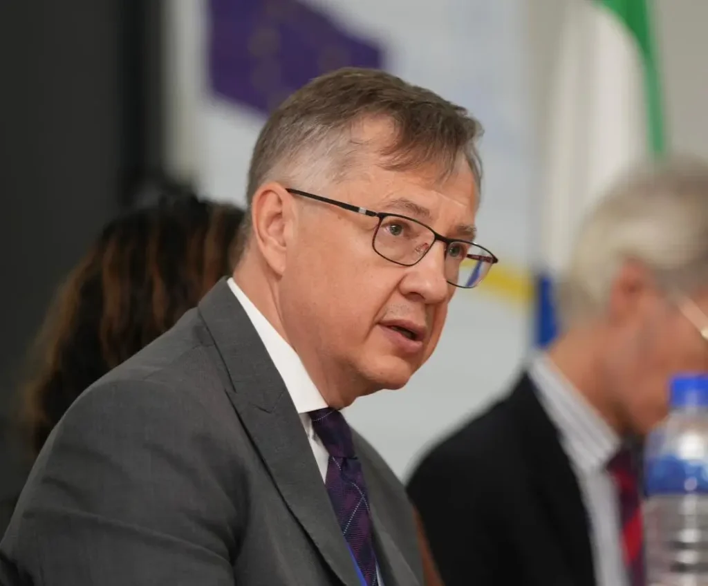 EU Ambassador to Sierra Leone Jacek Jankowski making a statement during a press launch of EU-Sierra Leone jubilee anniversary.