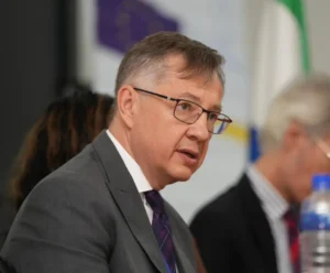 EU Ambassador to Sierra Leone Jacek Jankowski making a statement during a press launch of EU-Sierra Leone jubilee anniversary.